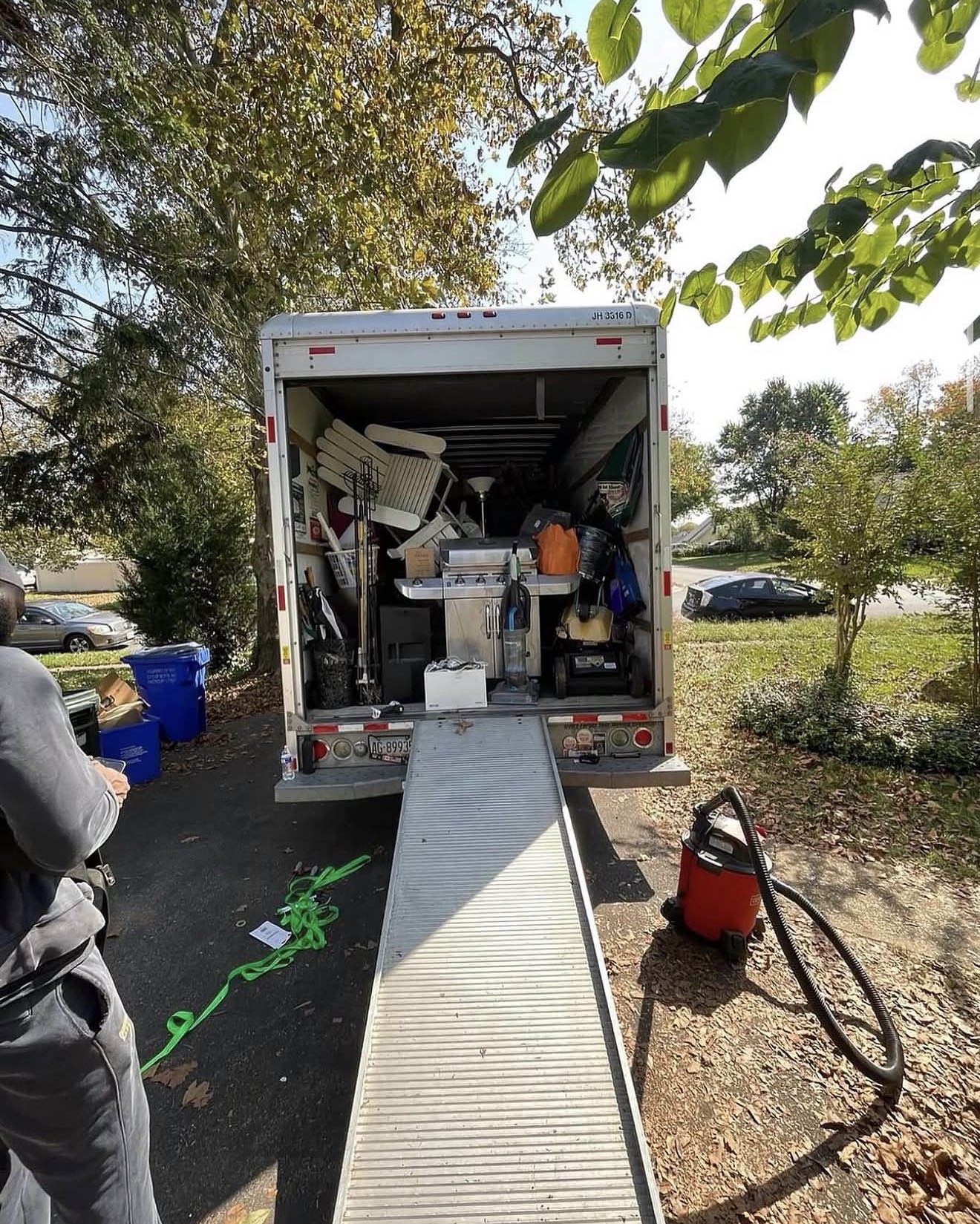 Box truck packed with furniture and appliances